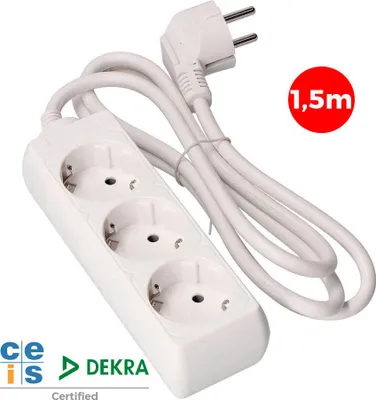 Image de Multiprise Schuko Edm 1.5m 3 Prises, Câble 1.5m, Section 3x1.5mm2 - Edm