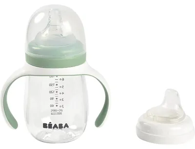 Produktbild von Beaba 2 in 1 Lernflasche 210 ml - salbeigruen; 913531