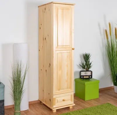 Produktbild von Kleiderschrank Kiefer Vollholz massiv natur 001 - Abmessung 190 x 47 x 60 cm (H x B x T)