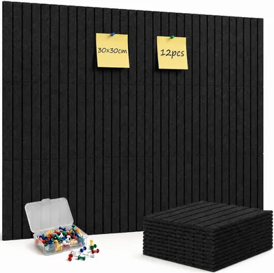 Imagen del producto de Panel de fieltro autoadhesivo, 12 unidades, 120 x 90 cm, decoración flexible para paredes, ideal para oficinas