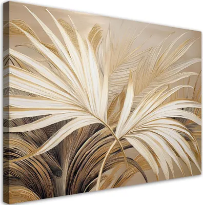 Produktbild von Leinwandbild Blätter Tropisch Botanisch 120x80 Feeby Beige bild für die wand bereit zum aufhängen