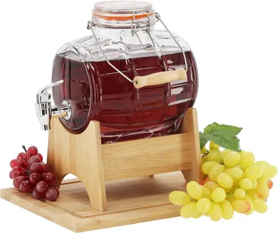 Produktbild von 8L Fässchen mit Holzständer Weinfass Fass Mit Hahn Schnapsfass Whiskyfass