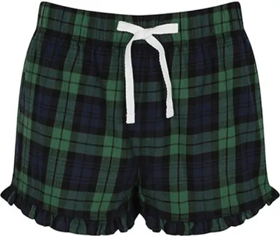 Produktbild von SF Women SK082 | Damen Tartan Frill Shorts - Farbe: Navy-Green Check - Größe: S