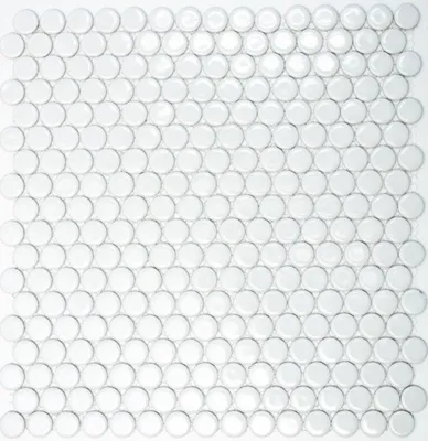 Produktbild von Knopfmosaik LOOP Rundmosaik weiß matt Wand Küche Dusche BAD MOS10-0111