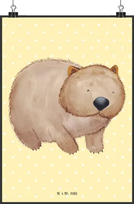 Produktbild von Mr. & Mrs. Panda Bild Wombat DIN A4 - Gelb Pastell - Geschenk, drucke, Wandbild, Posterdruck, Plakat, Spruch, Das Leben Ist schön, Motivation, wanddeko, Australien