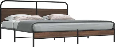 Produktbild von Maison Exclusive - Metallbett ohne Matratze Braun Eichen-Optik 183x213 cm
