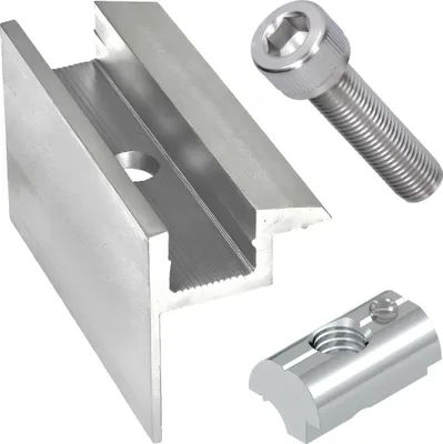 Produktbild von 2x Endklemme Silber Montageset Befestigung Solarmodule 30mm