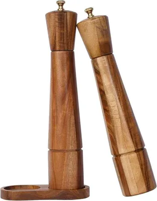 Productafbeelding van Zout- en pepermolenset met opbergplaats - 32 cm, acaciahout
