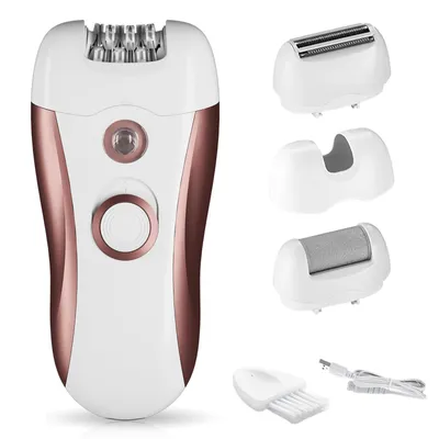 Produktbild von Damen-Epilierer,4-in-1 kabelloser Haarentferner mit LED-Licht, 2 Geschwindigkeiten,für Gesicht,Achseln, Beine, Intimbereich & Bikinizone, schmerzfrei