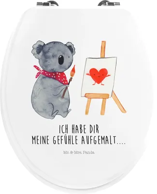 Produktbild von Mr. & Mrs. Panda Toilettendeckel Koala Künstler - Weiß - Geschenk, Motiv, Klositz, Klo-Deckel, Liebe, Klobrille, Zeichnen, Koalabär, klo deckel, Gefühle, Liebesgeschenk