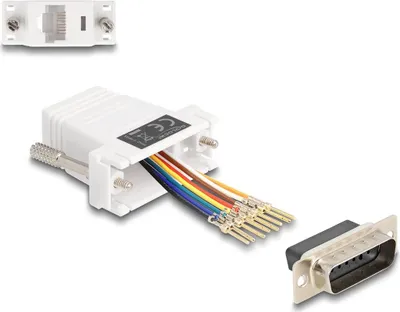 Produktbild von DELOCK Adapter D-Sub15 -> RJ45 St/Bu Montagesatz weiß