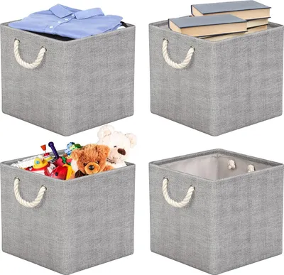 Produktbild von Faltbare Stoffbox 30x30cm Grau 4er Pack