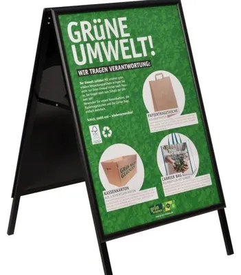 Produktbild von Kundenstopper wetterfest 25mm schwarz DIN A1 mit schwarzer Rückwand