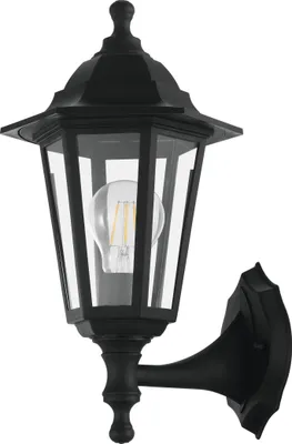 Produktbild von EGLO Außen Wandlampe Duanera, 1 flammige Außenleuchte Vintage, Retro, Wandleuchte aus Kunststoff in Schwarz und Glas in Klar, Außenlampe mit E27, IP44