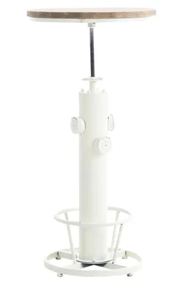 Produktbild von Antiker Stehtisch höhenverstellbar Metall Kiefernholz weiß 100-123 cm Höhe 60x60 cm