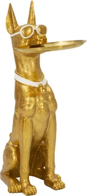 Zdjęcie produktu dla o Ferretti dekoratívna socha pes Pit s podnosom 27x51x74 cm zlatá
