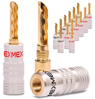 Produktbild von Hohl Bananenstecker NEXMEX 24K vergoldet 16x High End Stecker Verbinder Tube