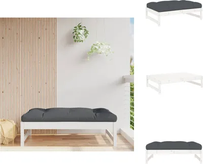 Zdjęcie produktu dla vidaXL Stołek ogrodowy biały 120x80 cm lite drewno sosnowe - Elementy sofy ogrodowej