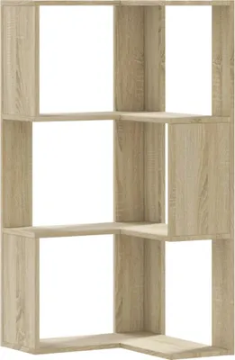 Obrázok produktu pre vidaXL Rohová knižnica 3 police Sonoma dub 50x50x102 cm Materiál na báze dreva