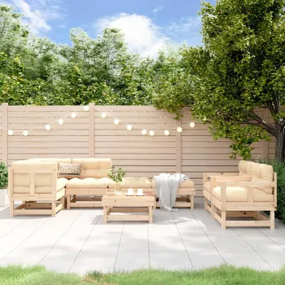 Produktbild von Möbel 8-tlg. Garten-Lounge-Set Massivholz Kiefer - Gartenmöbelgarnituren 3186221