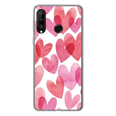 Produktbild von MuchoWow® Handyhülle Schutzhülle Hülle für Huawei P30 Lite Ein Aquarell mit Herz-Illustration Silikon Softcase Handy Hülle - Handyhülle
