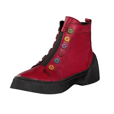 Produktbild von Gemini Damen Stiefelette Boot bunte Knöpfe Stretcheinsatz coole Sohle 033100-02, Größe:37 EU, Farbe:Rot