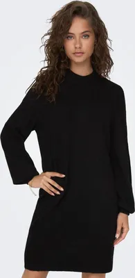 Zdjęcie produktu dla Sweter sukienkowy oversize z wysokim dekoltem i bufiastymi rękawami. | XS