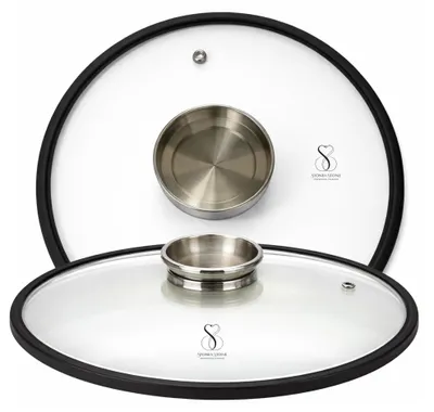 Deckel 28 cm, gehärtetes Glas mit Ventil, Silikonrand, rund