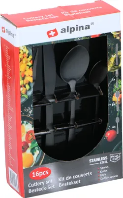 Produktbild von Alpina Besteckset Edelstahl 16-teilig Schwarz