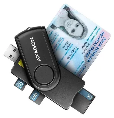 Obrázek produktu pro AXAGON Kompaktní cestovní kontaktní čtečka karet Smart/ID a SD/microSD/SIM USB-A + USB-C | CRE-SMP2A