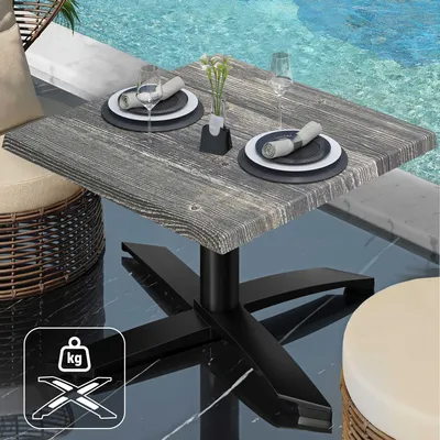 Produktbild von WTG | Jamaika Loungetisch | B:T:H 70 x 70 x 37 cm | Rustikal Kiefer / Schwarz | Zusatzgewicht | Bistro Loungetisch Gastro Tisch