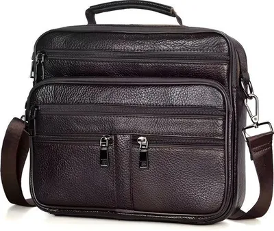 Image de CarryQuest® - Sac bandoulière pour homme, en cuir de vachette, couleur marron foncé