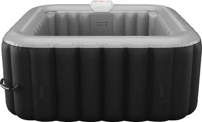 Zdjęcie produktu dla [BCOSY] Nadmuchiwany jacuzzi dla 4 osób – kwadratowy – 154 x 154 x 65 cm – 120 dysz wodnych – czarny i szary – B-COSY II
