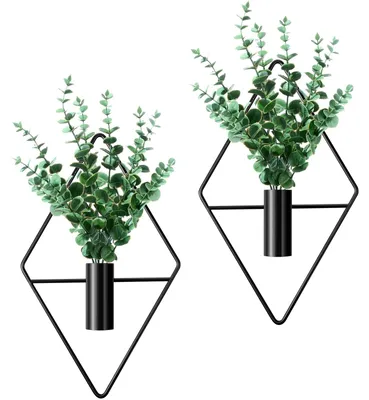 Produktbild von Set aus 2 Wandvasen für Kunstpflanzen mit geometrischem Design