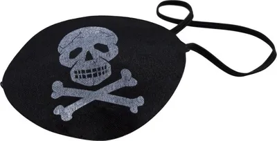Produktbild von BestSaller 1535 Piraten-Augenklappe mit Stretchband, Totenkopfaufdruck, schwarz