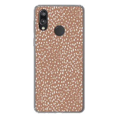 Produktbild von MuchoWow® Handyhülle Schutzhülle Hülle für Huawei P20 Lite (2020) Polka dots - Weiß - Braun Silikon Softcase Handy Hülle - Kartenhalter