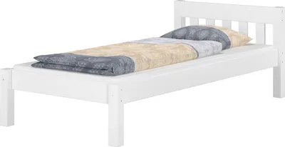 Produktbild von Futonbett Einzelbett 100x200 Massivholzbett Kiefer weiß Bettrahmen Zubehör wählbar V-60.38-10Wohne Zubehör