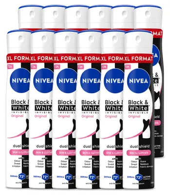Produktbild von 12 x NIVEA Deospray Invisible Black & White Original - 250 ml - Vorteilspackung - 12 Stücke