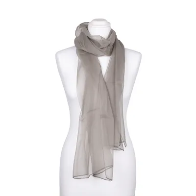 Produktbild von Seidenschal Halstuch Schal Chiffon grau möwengrau hellgrau Seide 180x55cm