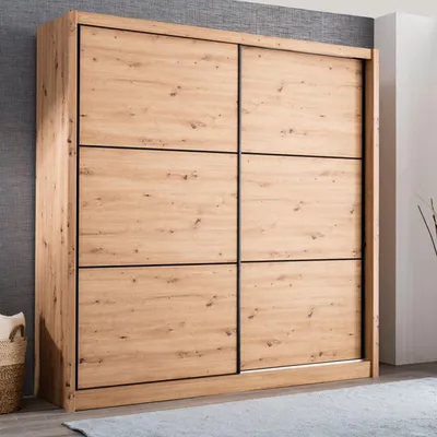 Immagine prodotto di Dmora Guardaroba Grande Dugnano 213x216h cm Marrone Rovere Nodi, Appendiabiti 5 Ripiani