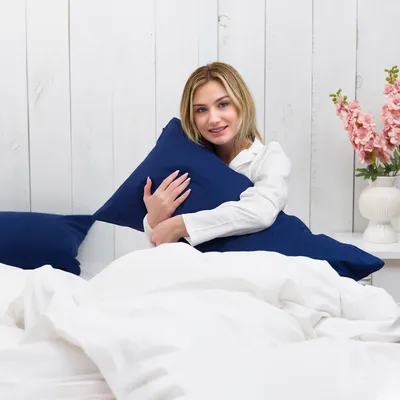 Zdjęcie produktu dla Komplet 2 poszewek na poduszki Brielle, 100% bawełny flanelowej, z ukrytym zamkiem błyskawicznym, 40 x 80 cm, ciemnoniebieski