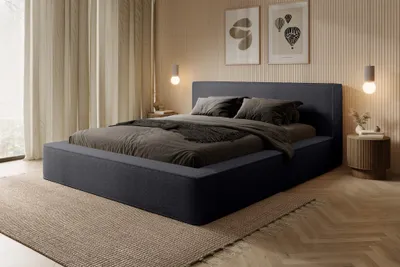 Produktbild von Polsterbett Doppelbett OMAHA 140x200cm Komplettset Stoff Euphoria Anthrazit