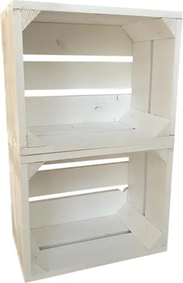 Produktbild von 2er Set Weiß Holzkisten 25 x 20 x 15 cm massive Weinkisten in vielen Farben zur Auswahl Holz Kisten Obstkisten Apfelkisten, holzregal.