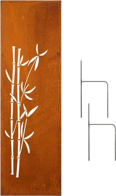 Produktbild von Edelrost Garten Sichtschutzwand Metall 160x50 cm Bambus inkl. Bodenanker
