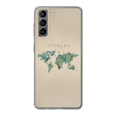 Produktbild von MuchoWow® Handyhülle Schutzhülle Hülle für Samsung Galaxy S21 Weltkarte - Pflanzen - Wasser Silikon Softcase Handy Hülle - Softcase