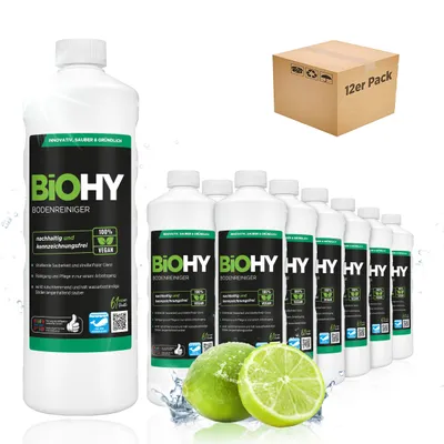 Produktbild von BiOHY Bodenreiniger für Wischroboter mit Orangenduft,  Reiniger, Bodenwischpflege, Nicht schäumender Bodenreiniger – 12er Pack (12 x 1 Liter Flasche)