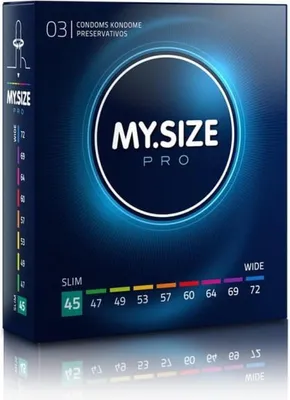A box of MY.SIZE PRO condoms with size indicators.