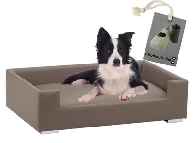 Produktbild von Rohrschneider Hundesofa Hundecouch abwaschbar mit Gassibeutel, Farbe:taupe