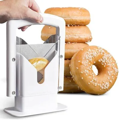 Produktbild von Handgeschäftliche Bagelschneiderin - Handbetriebene Schneidemaschine - Brotschneiderin - Mit Sicherheitsabdeckung - Weiss
