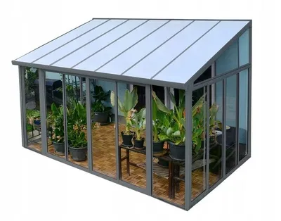 Zdjęcie produktu dla Altana Palram metal 425 x 295 x 310cm ogród zimowy altana wiata zabudowanae